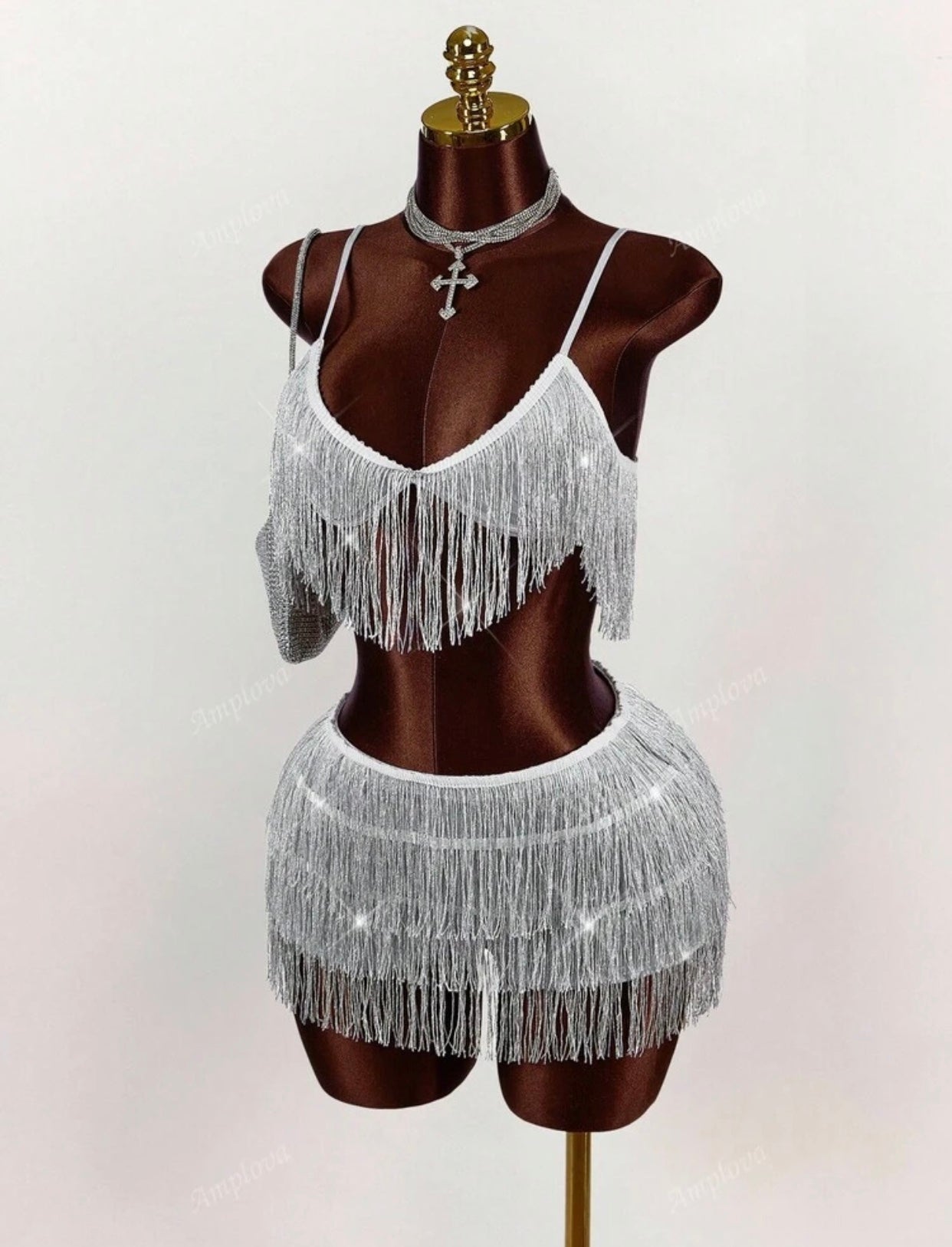 Conjunto Glam Shine Franja Prata - Boutique Joiá Rara