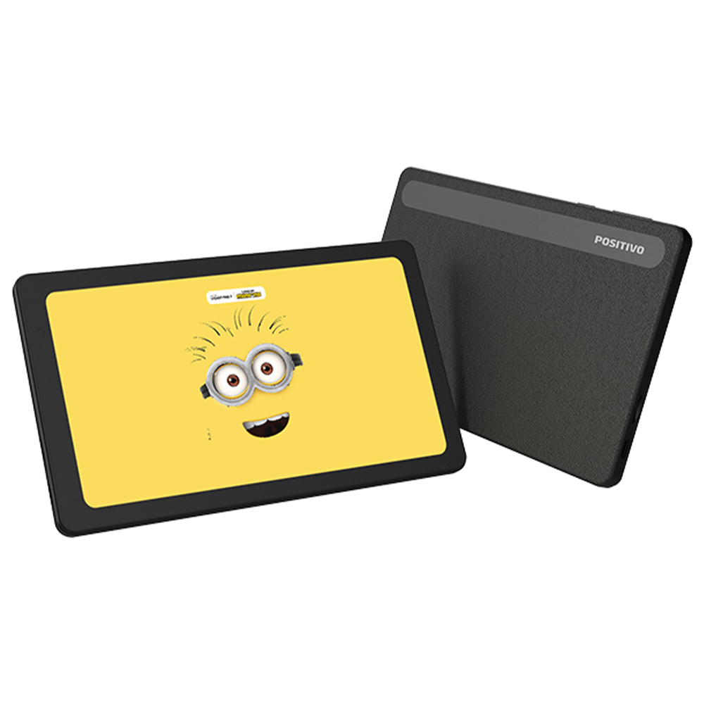 Tablet Positivo Vision Tab 7 Minions - Octa-Core 3GB RAM 64GB, 7” IPS, Android 14 Go, Wi-fi - Capa e Bolsa - Preto