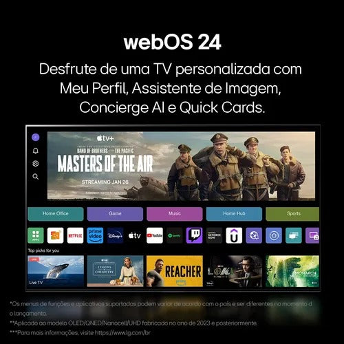 Smart TV 4K 65" LG UHD 65UT8050 Processador α5 Ger7 AI Alexa/Chromecast integrado Otimizador de Jogos webOS 24 Controle Smart Magic