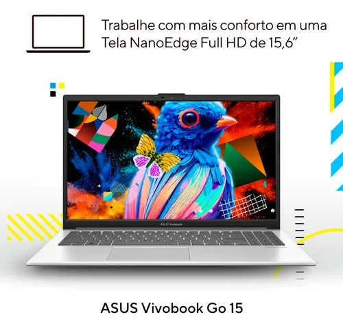 Notebook Asus Vivobook Go 15 E1504ga Intel Core I3 N305 4gb Ram 128gb Ssd Windows 11 Tela 15,6 Fhd Silver - Nj440w