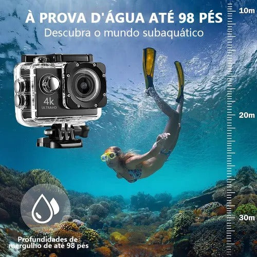 Câmera Esportiva 4k Ultra Hd Wi-fi Câmera Para Capacete Cor Preto