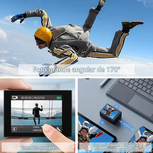 Câmera Esportiva 4k Ultra Hd Wi-fi Câmera Para Capacete Cor Preto