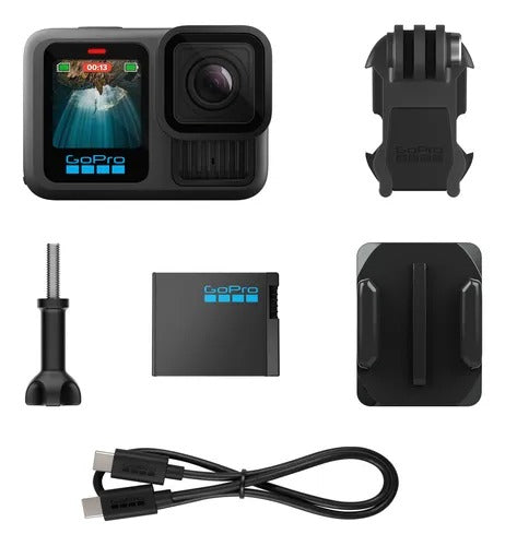 GoPro HERO13 Black - Câmera de ação à prova d'água 10m, 5.3K60, HLG HDR, 27MP, HyperSmooth 6.0, GPS, Wi-Fi 6, Detecção Automática das lentes HB-Series