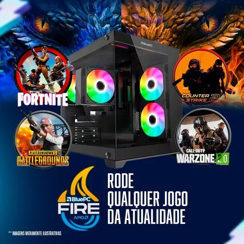 PC Gamer BluePC FIRE - AMD Ryzen 7 5700G, 16GB DDR4, Radeon VEGA, SSD 512GB, Fonte 500W - PG2E-1016FI