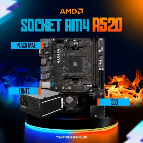 PC Gamer BluePC FIRE - AMD Ryzen 7 5700G, 16GB DDR4, Radeon VEGA, SSD 512GB, Fonte 500W - PG2E-1016FI