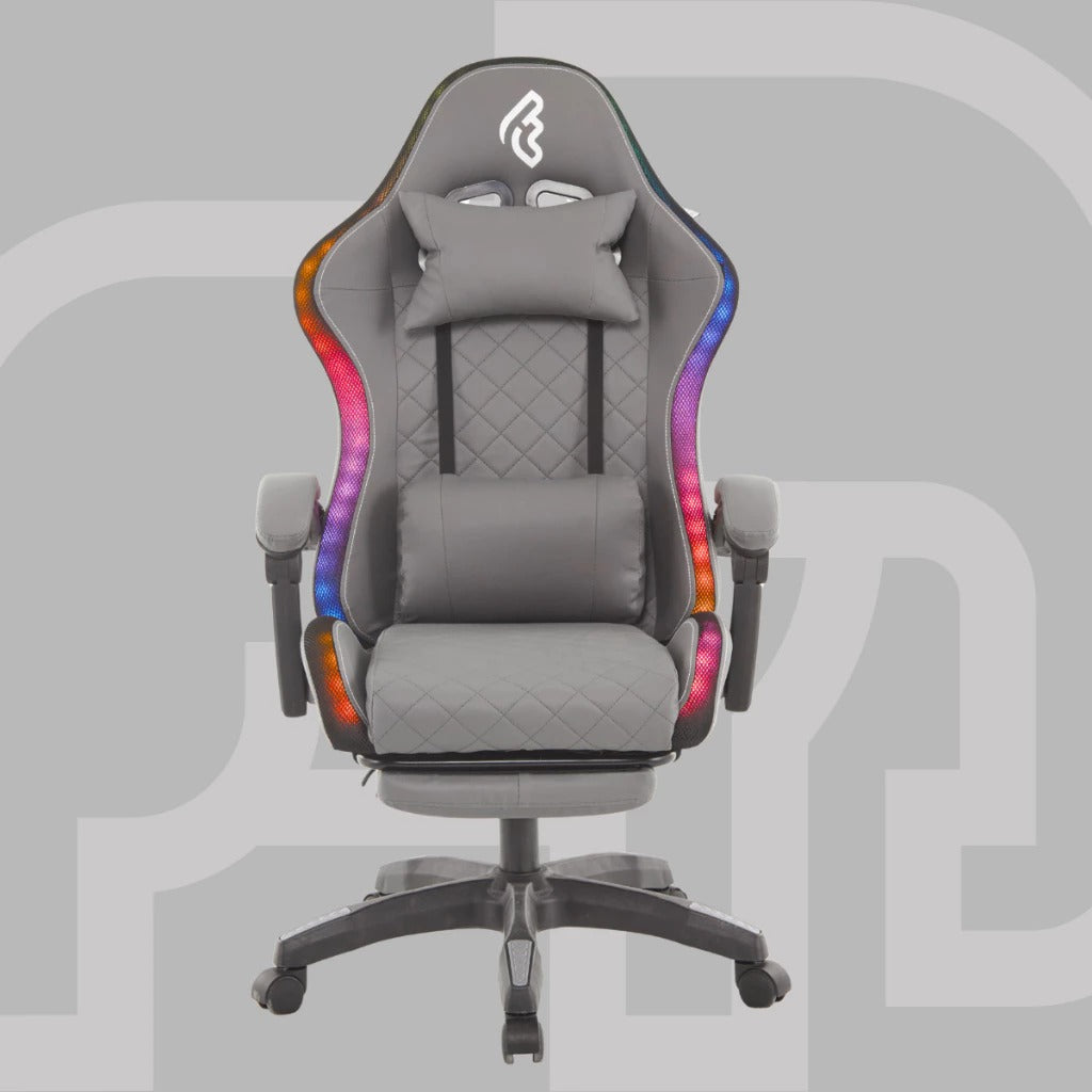 Cadeira de Escritório Gamer FOHAR LED RGB CONTROLE REMOTO Ajustável Reclinável Pro Conforto Giratória
