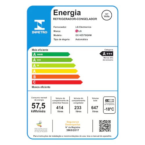 Geladeira LG Side by Side GC-V257SQV c Tec Smart Inverter InstaView e Design Premium Black Inox 647L