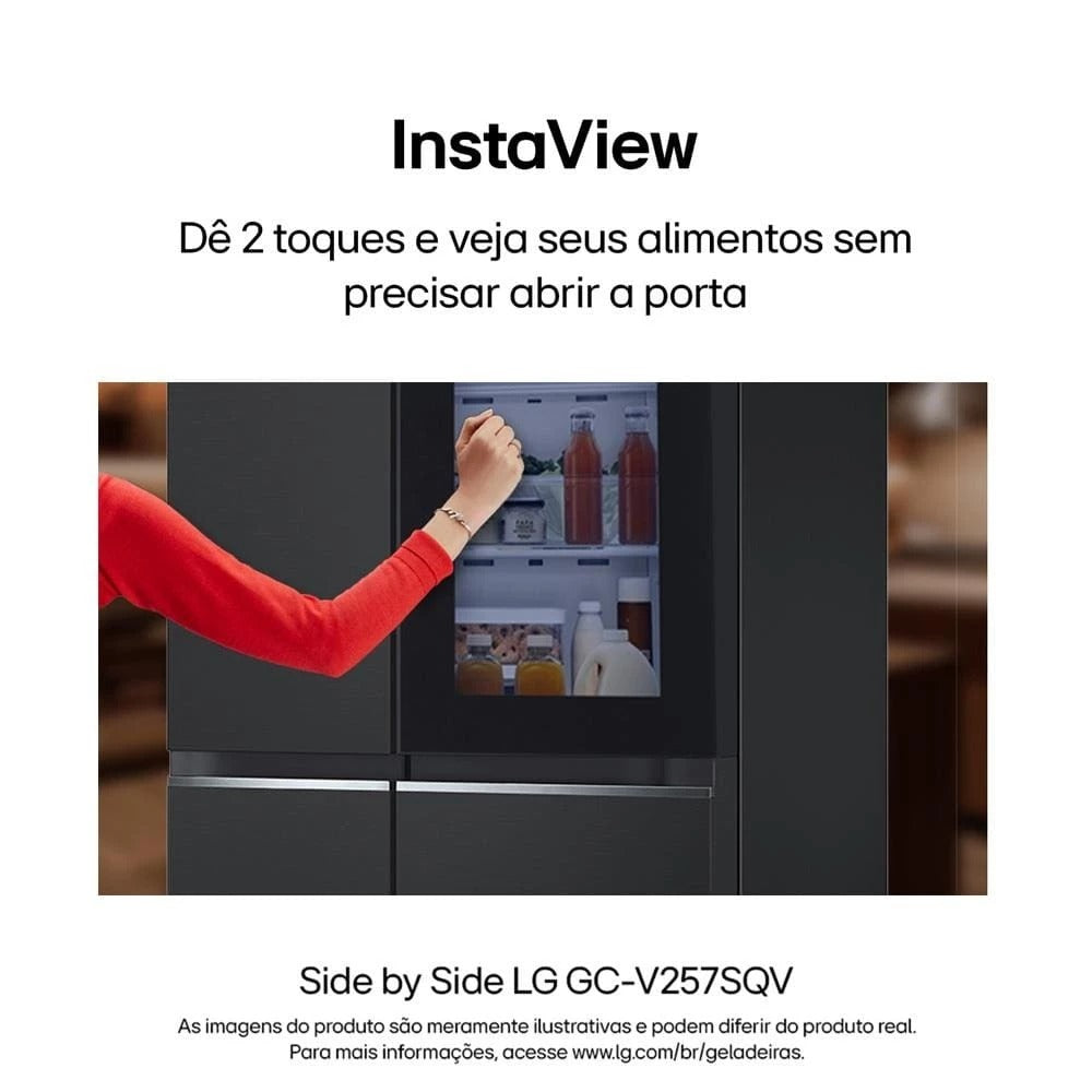 Geladeira LG Side by Side GC-V257SQV c Tec Smart Inverter InstaView e Design Premium Black Inox 647L