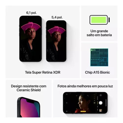 Apple iPhone 13 (128 GB) Meia-noite - Distribuidor Autorizado
