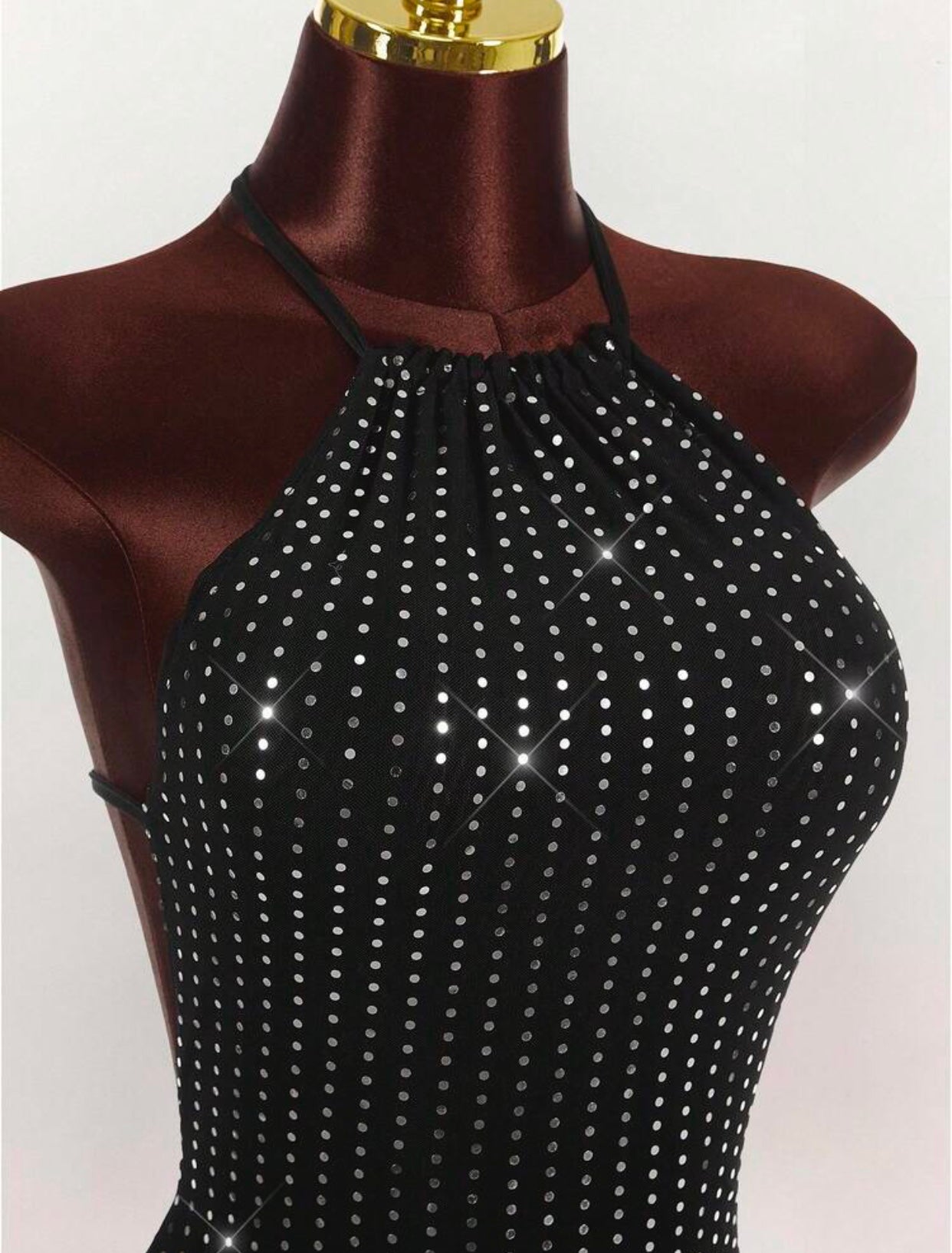 Vestido Curto Preto Glow com Strass
