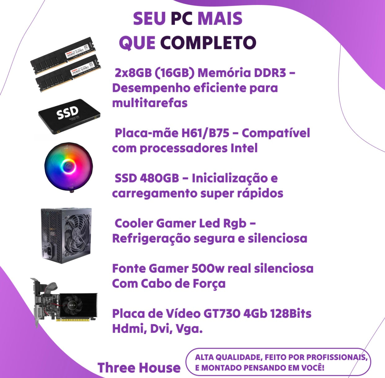 Pc Gamer Completo Cpu Intel I7 3.4ghz Ssd480gb 16gb Ram 500w