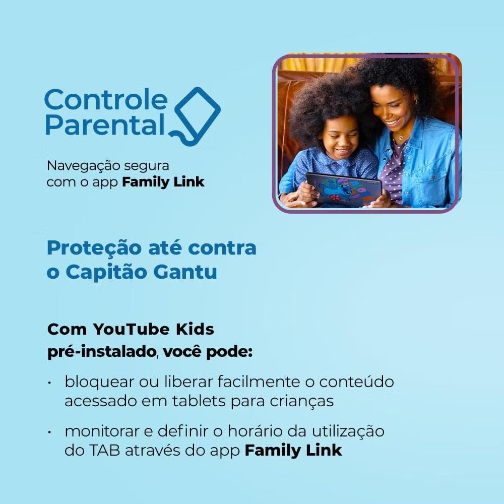 Tablet Positivo Vision TAB 7 Stitch + Capa e Bolsa - Octa-Core 3GB RAM 64GB Android 14 Go Wi-Fi Tela 7” IPS – Preto