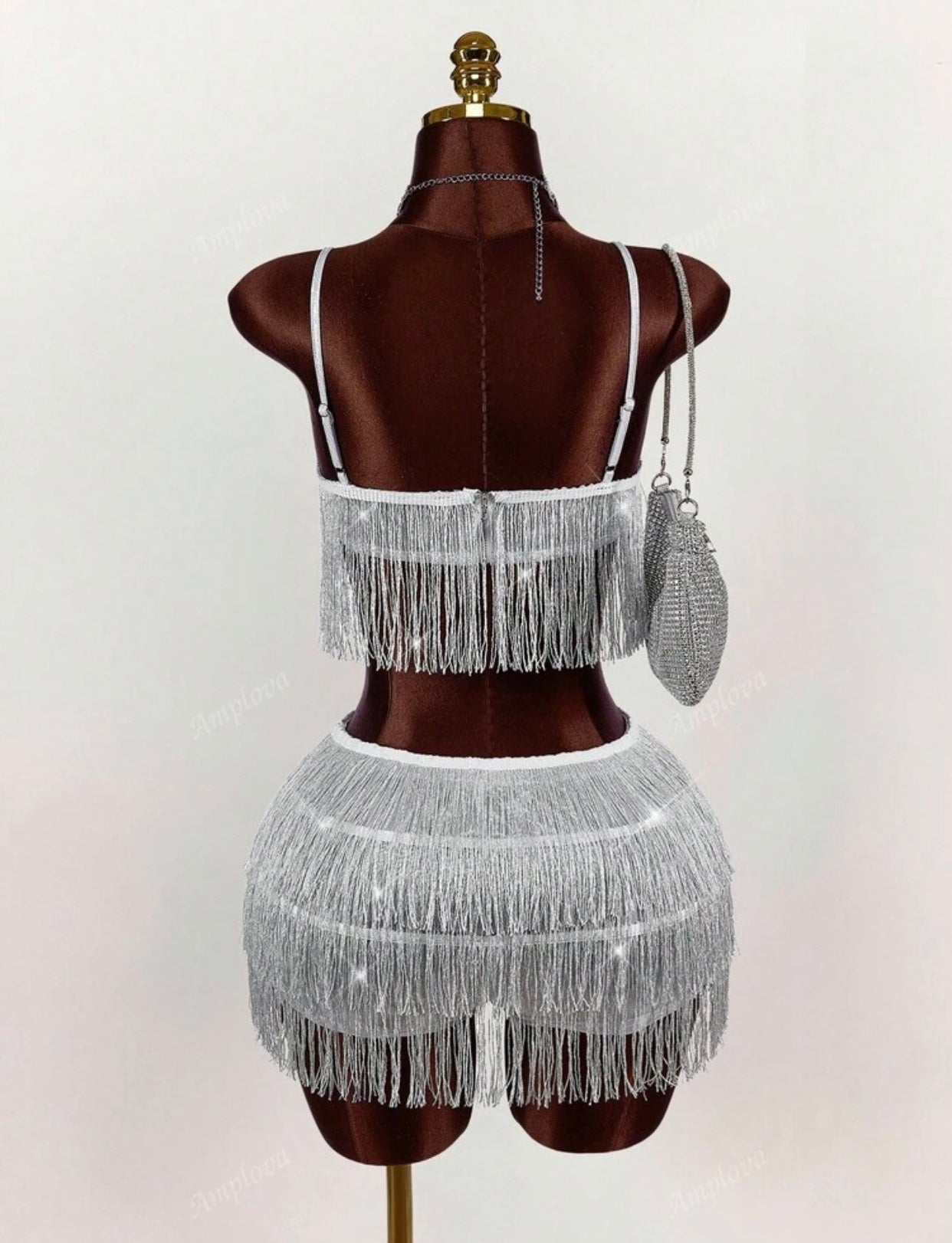 Conjunto Glam Shine Franja Prata - Boutique Joiá Rara