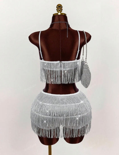 Conjunto Glam Shine Franja Prata - Boutique Joiá Rara