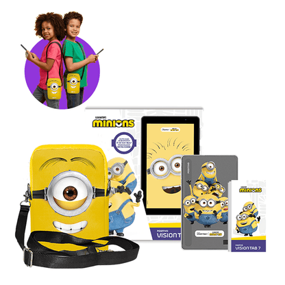 Tablet Positivo Vision Tab 7 Minions - Octa-Core 3GB RAM 64GB, 7” IPS, Android 14 Go, Wi-fi - Capa e Bolsa - Preto