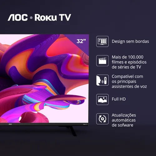 Smart Tv 32 polegadas Hd Roku Tv 32s5135/78g Preta Aoc