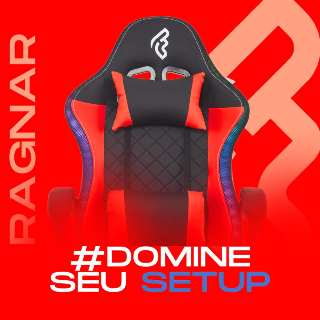 Cadeira de Escritório Gamer FOHAR LED RGB CONTROLE REMOTO Ajustável Reclinável Pro Conforto Giratória