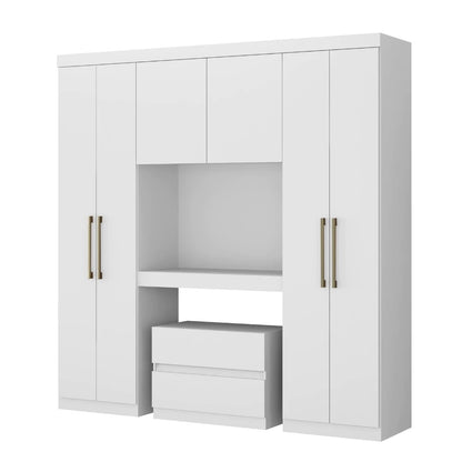 Guarda Roupa Casal 6 Portas 2 Gavetas Porto Branco com Painel de TV Carraro