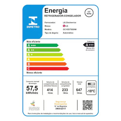 Geladeira LG Side by Side GC-V257SQV c Tec Smart Inverter InstaView e Design Premium Black Inox 647L