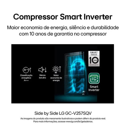 Geladeira LG Side by Side GC-V257SQV c Tec Smart Inverter InstaView e Design Premium Black Inox 647L